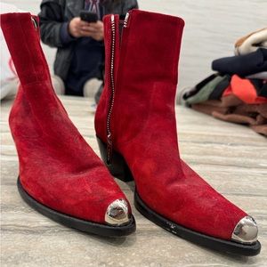 Red suede Calvin Klien X raf Simmons Women’s boots